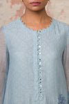Ash Blue Chanderi Short Length Kurta