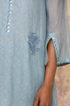 Ash Blue Chanderi Short Length Kurta