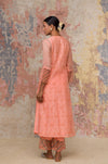 Peach Chanderi Hand Block Printed Kurta