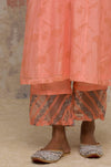 Peach Chanderi Hand Block Printed Kurta