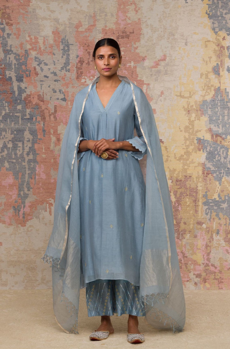 Ash Blue Kurta Set