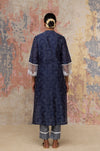 Navy Chanderi Hand Block Printed Kurta Set