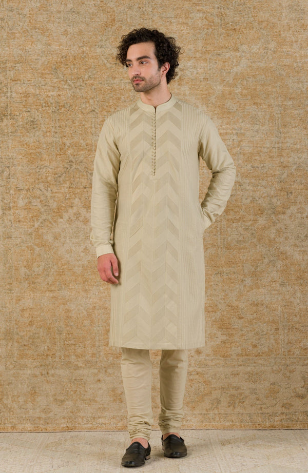 Pista Pin Tuck Cotton Silk Kurta Set