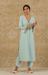 Sage Green Pin Tuck Embroidered Kurta Set (RTS)