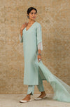 Sage Green Pin Tuck Embroidered Kurta Set (RTS)