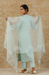 Sage Green Pin Tuck Embroidered Kurta Set (RTS)