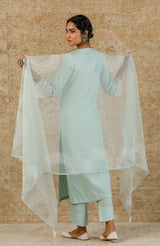 Sage Green Pin Tuck Embroidered Kurta Set (RTS)