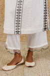 Ivory and Black Hand-Painted Kurta Set