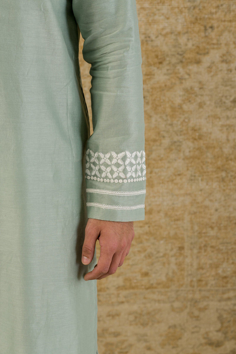 Sage Green Chanderi Kurta Set