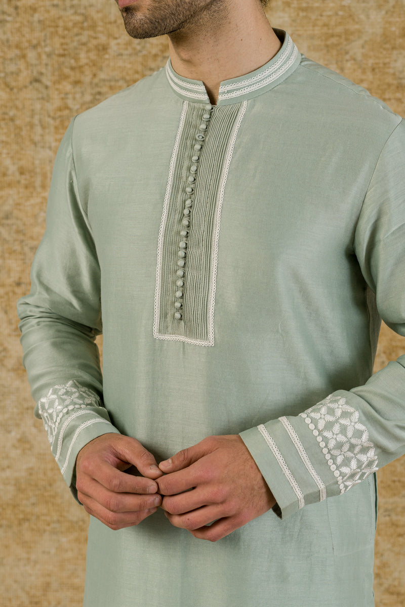 Sage Green Chanderi Kurta Set