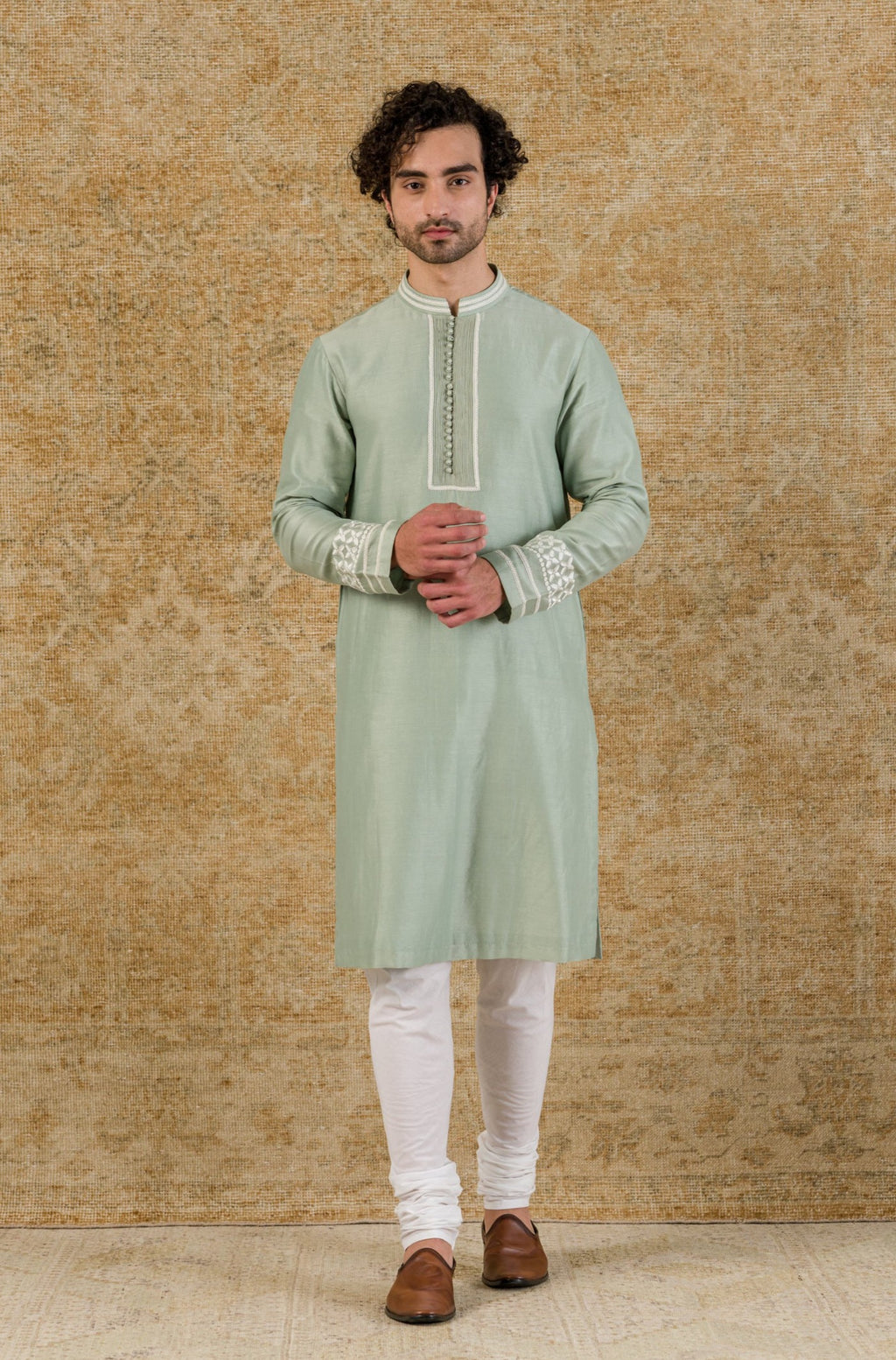 Sage Green Chanderi Kurta Set