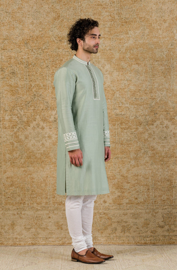 Sage Green Chanderi Kurta Set