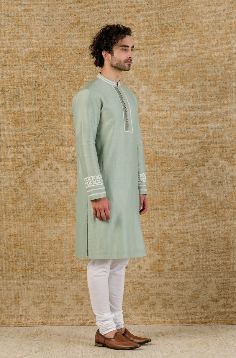 Sage Green Chanderi Kurta Set