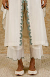 Ivory/Sage Green Chanderi Kaftan Set