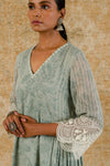 Sage Green Block Printed Kota Kurta Set