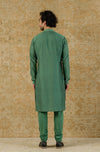 Green Pin Tuck Cotton Silk Kurta Set