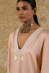 Rose Pink Embroidered Cotton Silk Kaftan Set