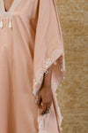 Rose Pink Embroidered Cotton Silk Kaftan Set (RTS)