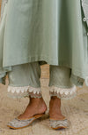 Sage Green Embroidered Cotton Silk Kaftan Set