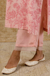 Alia Bhatt in Blush Pink Block Printed Kota Kurta Set