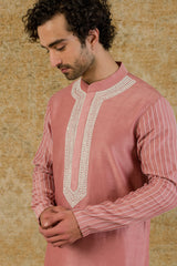 Rose Pink Chanderi Kurta Set