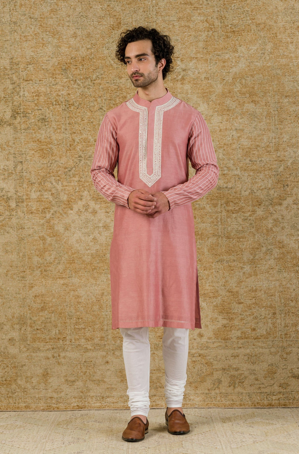 Rose Pink Chanderi Kurta Set