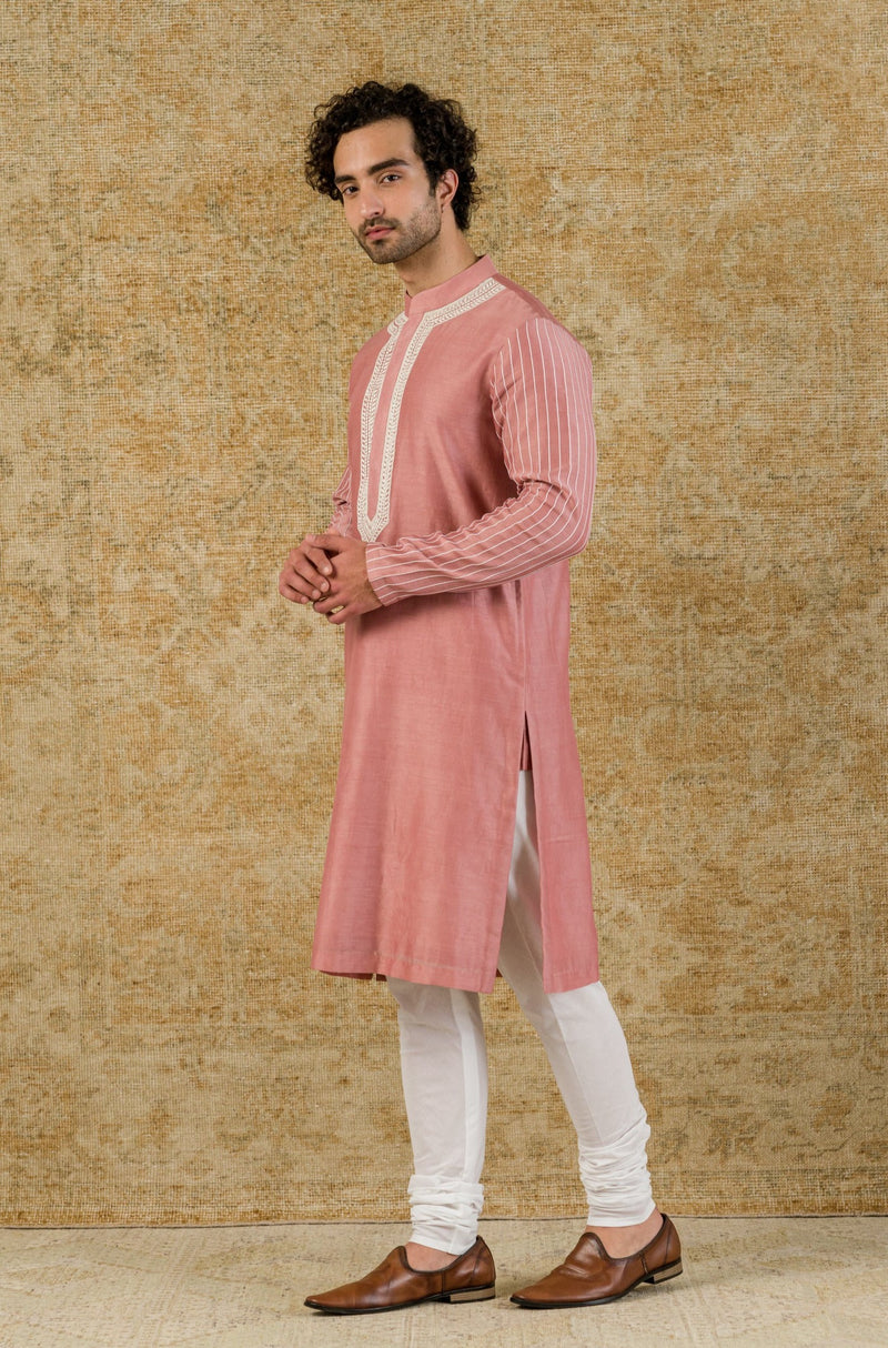 Rose Pink Chanderi Kurta Set