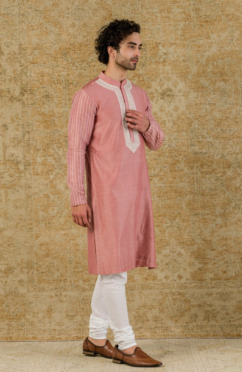 Rose Pink Chanderi Kurta Set
