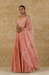 Rose Pink Chanderi Lehenga Set