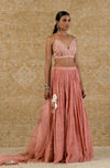 Rose Pink Chanderi Lehenga Set
