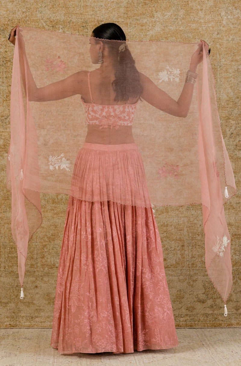 Rose Pink Chanderi Lehenga Set