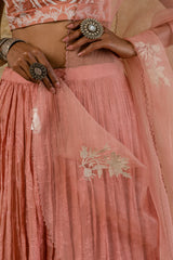 Rose Pink Chanderi Lehenga Set
