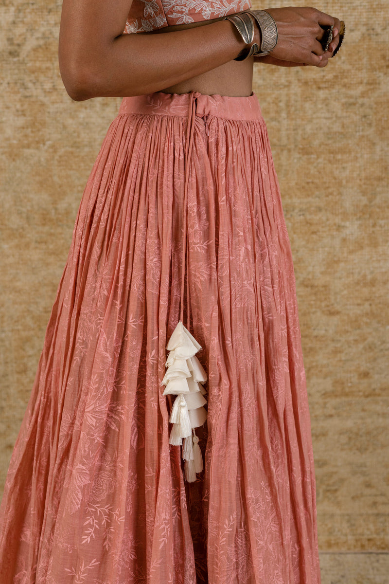 Rose Pink Chanderi Lehenga Set
