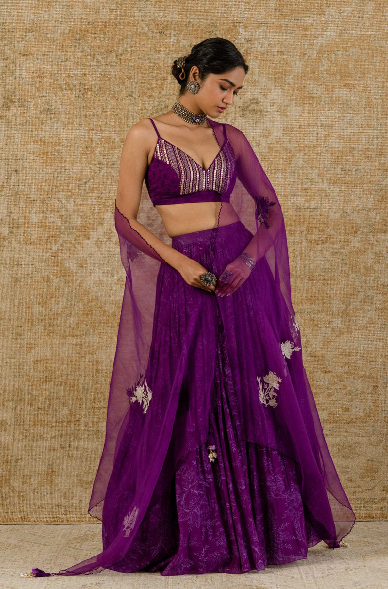 Purple Chanderi Lehenga Set