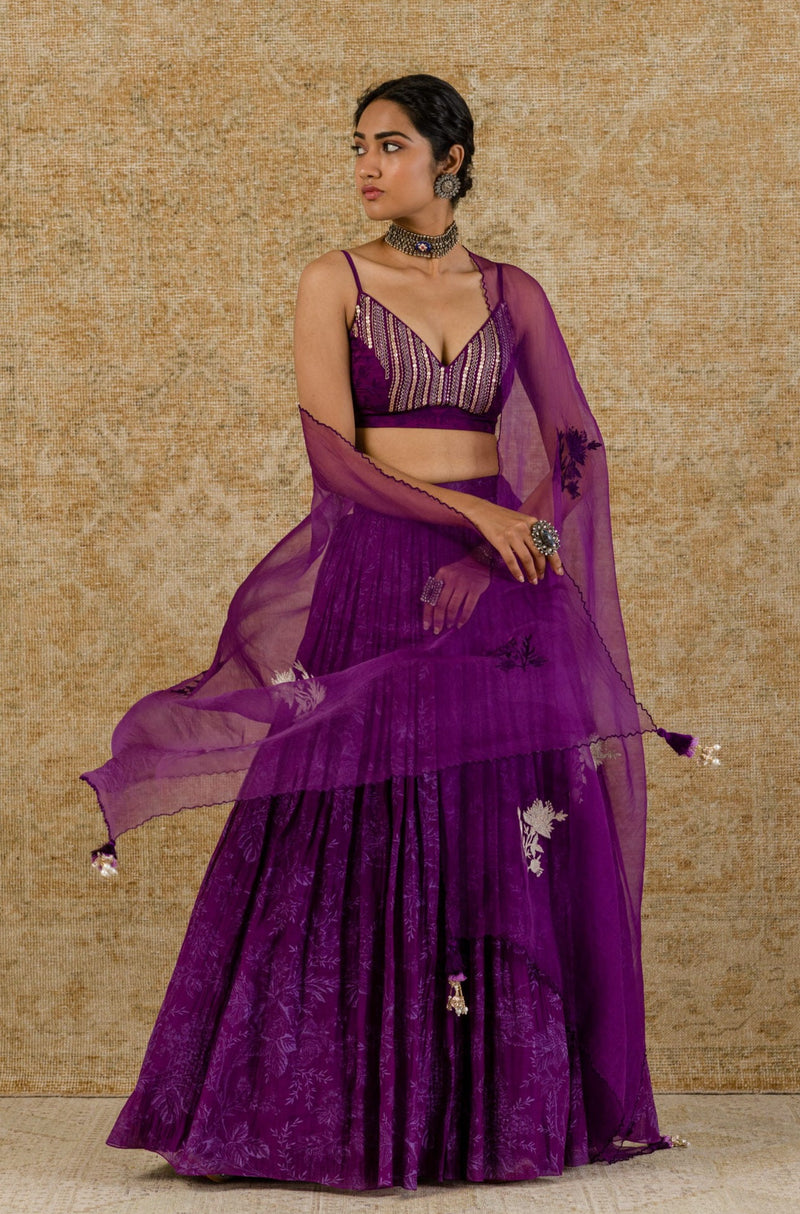 Purple Bridal Indian Wedding Lehenga In Net Zarkan Work SSA272402B –  ShreeFashionWear
