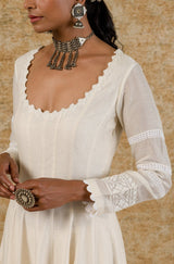 Niharika NM in Ivory Chanderi Anarkali Set