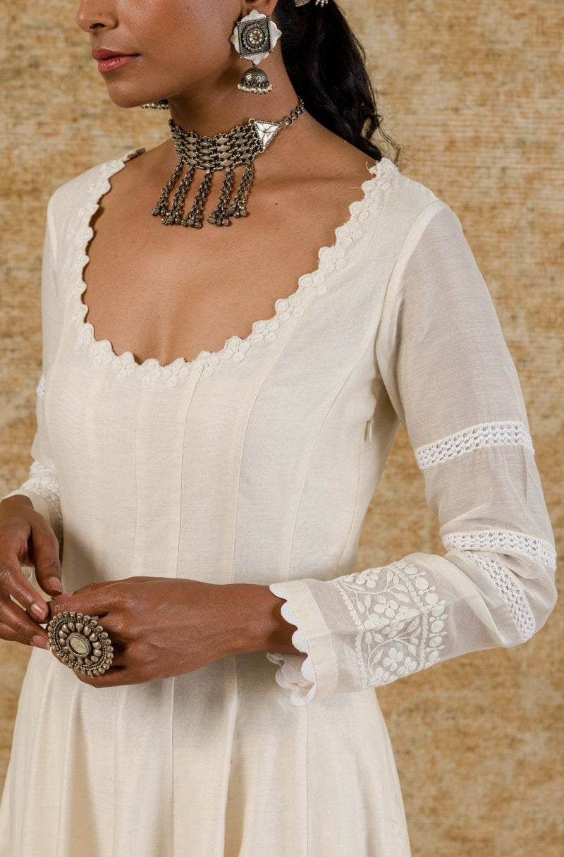 Neha Sshetty in Ivory Chanderi Anarkali Set
