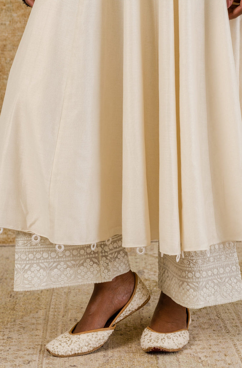 Ivory Chanderi Anarkali Set