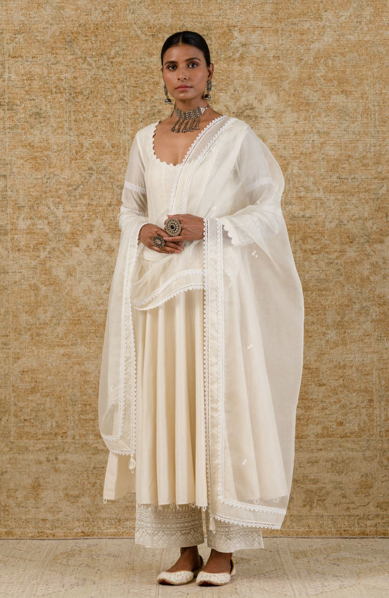 Ivory Chanderi Anarkali Set