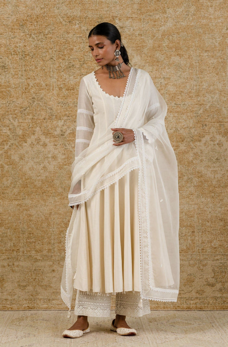 Niharika NM in Ivory Chanderi Anarkali Set