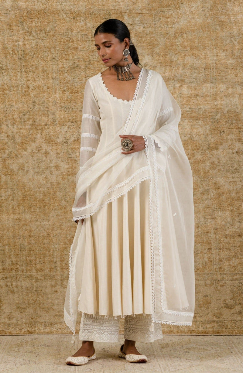 Neha Sshetty in Ivory Chanderi Anarkali Set