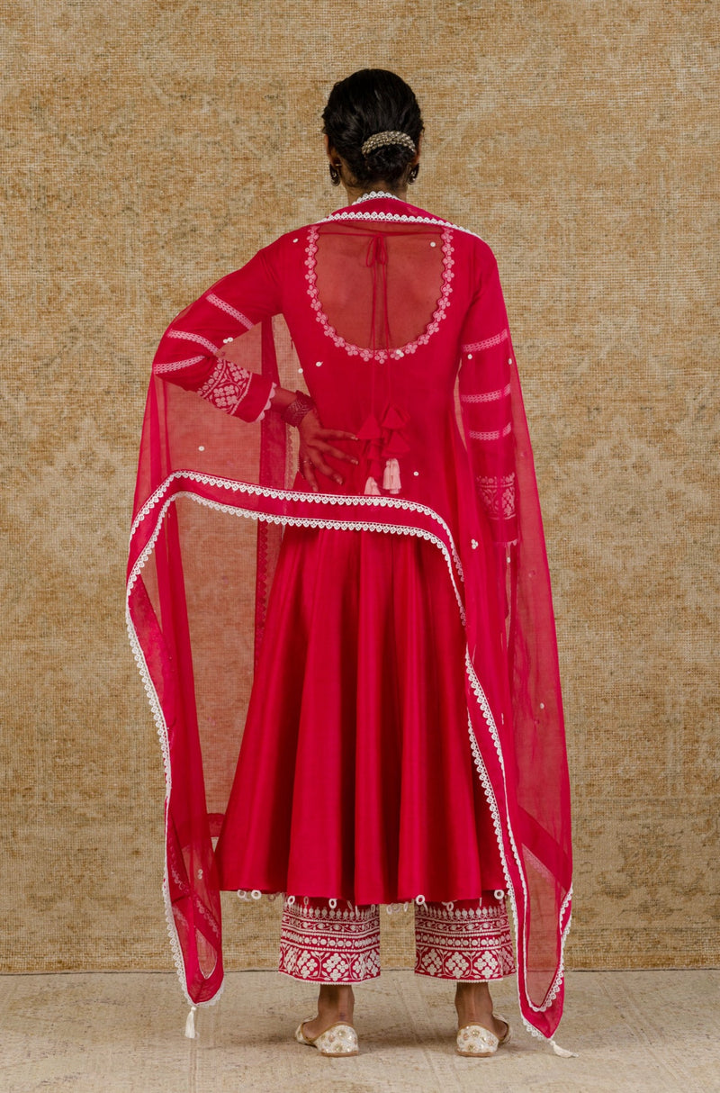 Fuchsia  Chanderi Anarkali Set