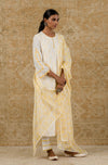 Ivory Mustard Pin Tuck Kurta Set