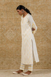 Ivory Mustard Pin Tuck Kurta Set