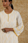 Ivory Mustard Pin Tuck Kurta Set