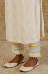 Ivory Mustard Pin Tuck Kurta Set