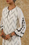 Ivory Black Pin Tuck Kurta Set