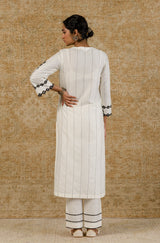 Ivory Black Pin Tuck Kurta Set