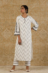 Ivory Black Pin Tuck Kurta Set