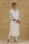Ivory Black Pin Tuck Kurta Set